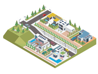 Modern Luxury Isometric Green Solar Panel Eco Friendly Housing Complex, Suitable for Diagrams, Infographics, Illustration, And Other Graphic Related Assets