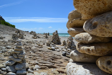 pebble stacked in the square without anyone