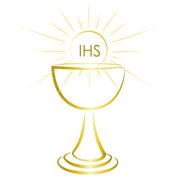 Simple gold chalice - holy communion sacrament symbol.