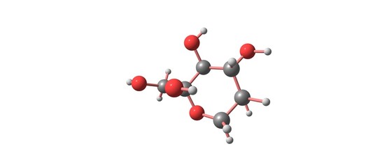 Beta-D-Fructopyranose molecular structure isolated on white