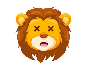 Cute Embarrassed Lion Face Emoticon Emoji Expression Illustration