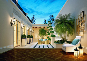 3d render of village terrace