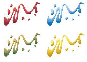 Pouring Paint swirl. Vector illustration in different colors