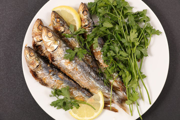 fried fish and lemon