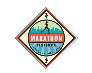 Modern Urban Marathon Badge Logo Emblem Illustration