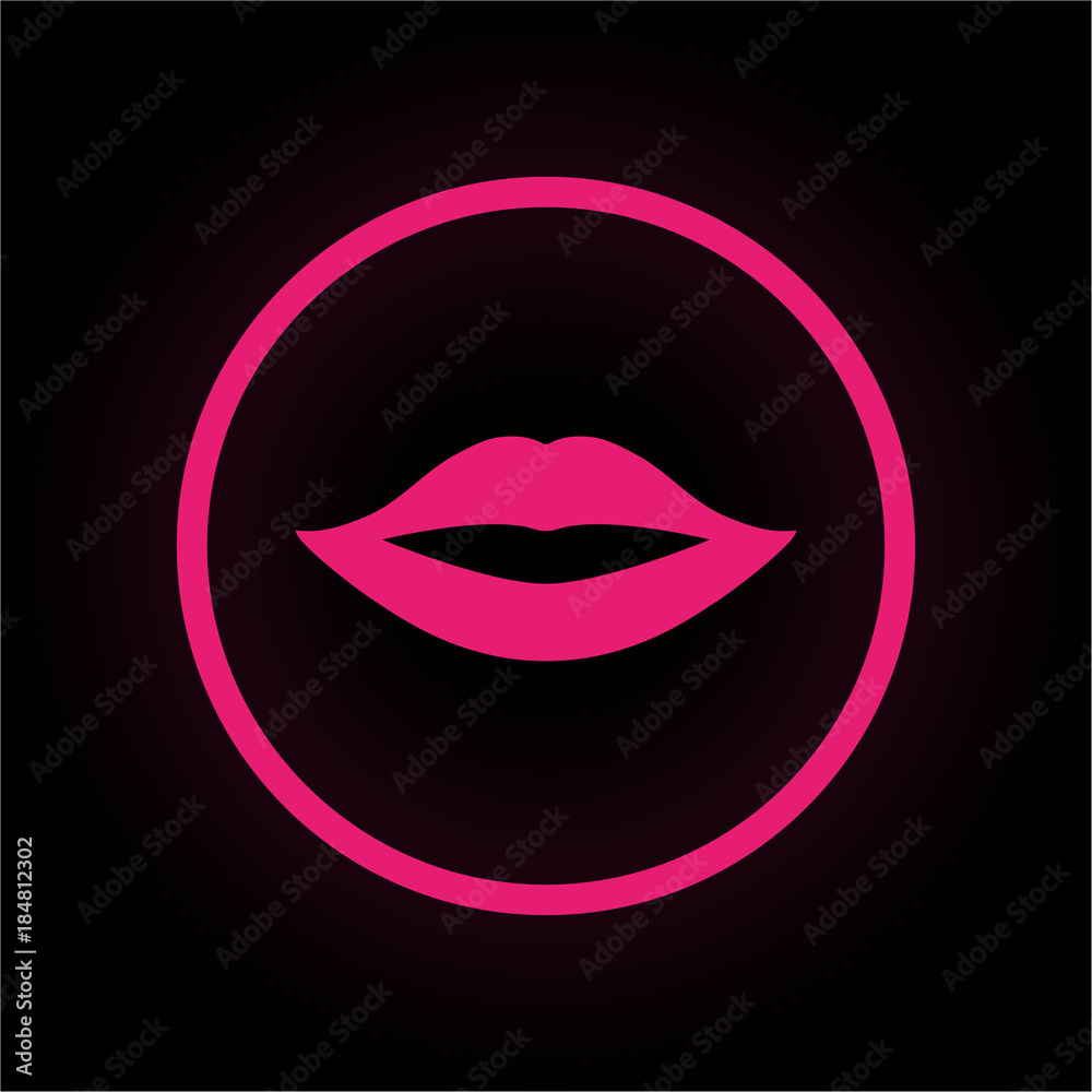 Sticker Neon Button rund - Lippen