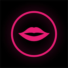 Neon Button rund - Lippen