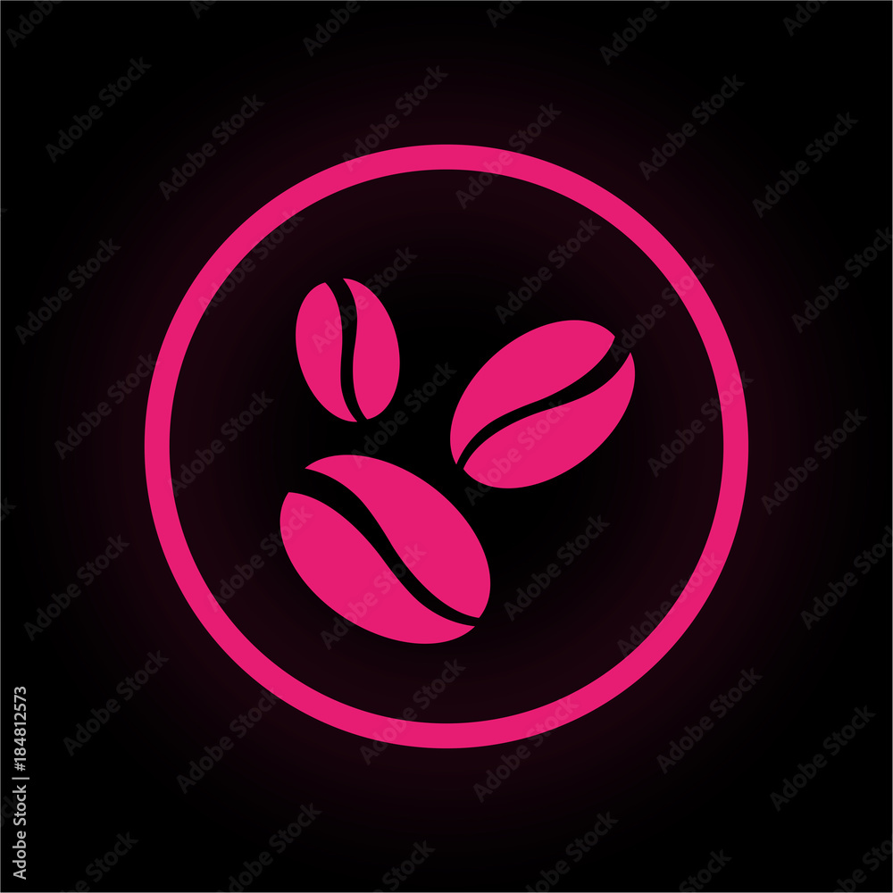 Canvas Prints neon button rund - kaffeebohnen