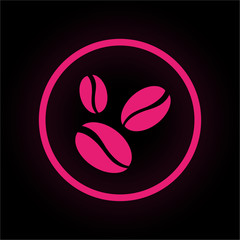 Neon Button rund - Kaffeebohnen