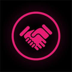 Neon Button rund - Handschlag