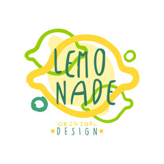Lemonade original design logo, natural healthy product badge colorful hand drawn vector Illustration