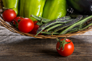 Fresh vegetables on wooden background