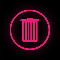 Neon Button rund - Papierkorb