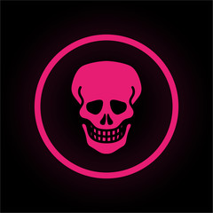 Neon Button rund - Totenkopf