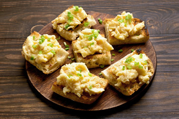 Sandwiches with scrambled eggs and green onion