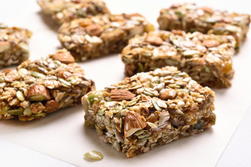 Close up of cereal granola bar
