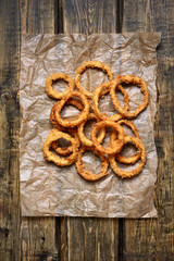 Crispy onion rings, top view