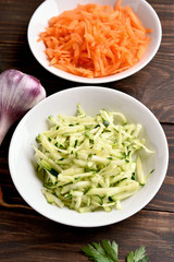 Grated zucchini and carrots.
