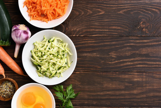 Grated vegetables. Ingredients for cooking vegetable cutlet