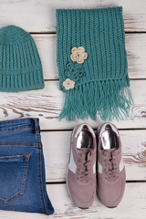 Casual footwear and knit accessories