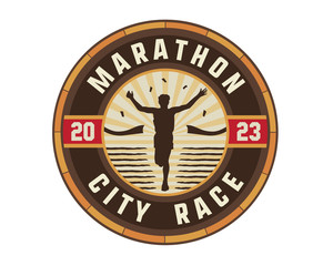 Modern Urban Marathon Badge Logo Emblem Illustration