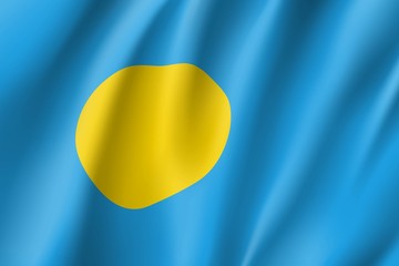 Republic Palau national flag. Patriotic symbol in official country colors. Illustration of Oceania state flag. Vector realistic icon