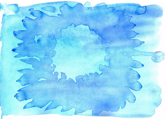 Abstract blue watercolor background round spray