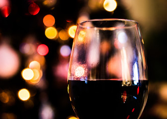 Party with red wine and lights