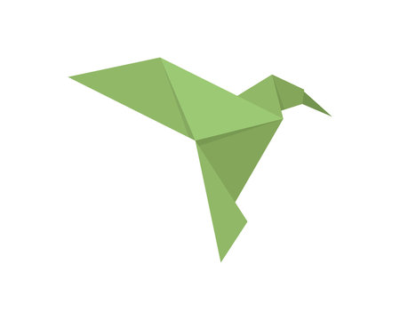 Cute Japanese Origami Paper Art Bird Illustration