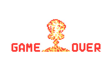 pixel art explosion like game over vector illustration