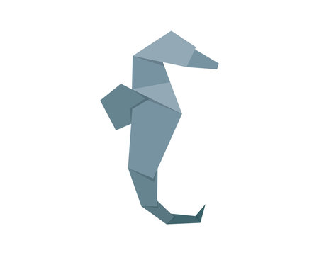 Cute Japanese Origami Paper Art Seahorse Illustration