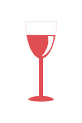 Glass Red Wine Icon Vector Illustration on White