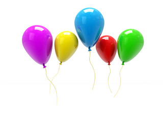 3d balloons bunch on white background, Holidays balloons. 3d render