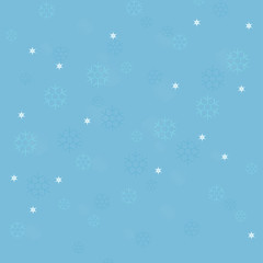 Winter background with snowflakes and stars isolated on light Blue. Vector 