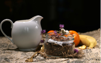 tasty granola on the table