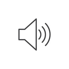 Speaker volume line icon, outline vector sign, linear style pictogram isolated on white. Sound speaker symbol, logo illustration. Editable stroke