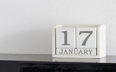 White block calendar present date 17 and month January