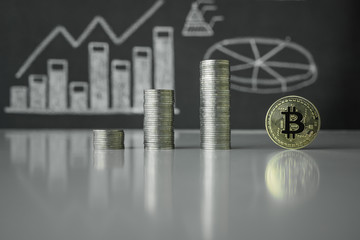 Gold bitcoin. Virtual business currency. BTC. crypto currency