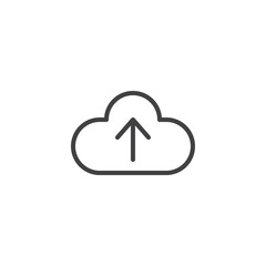 Cloud upload line icon, outline vector sign, linear style pictogram isolated on white. Add data to cloud symbol, logo illustration. Editable stroke