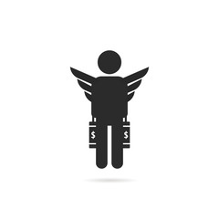 simple black business angel like investor icon