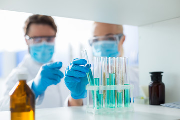Fototapeta premium Test tubes being taken for the lab analysis