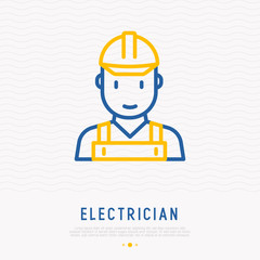 Electrician thin line icon. Modern vector illustration of professional occupation.