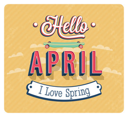Hello april typographic design.