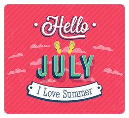 Hello july typographic design. - 184822338