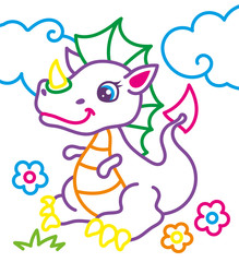 Obraz na płótnie Canvas Coloring Book Of Cute Dragon