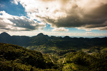 Mountain scenery, sky and clouds. Photo taken from Doi Ang Khang, Chiang Mai, Thailand