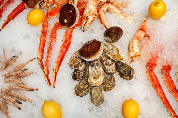 Tray with a lot of type of seafood