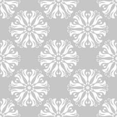 Gray and white floral seamless pattern
