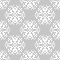 Gray and white floral seamless pattern