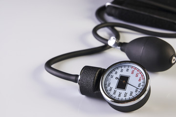 Black tonometer. Blood pressure meter